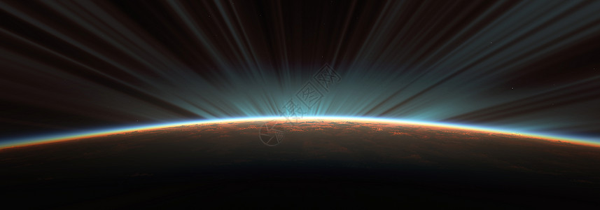 日出地球从太空极光3d渲染的日出行星边缘地理3d星际太阳辉光小说地平线地球背景