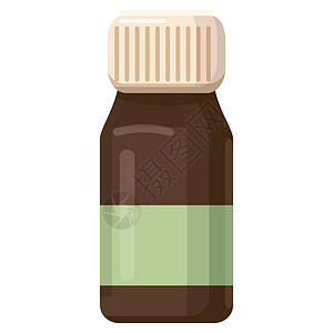 药物卡通棕色瓶装药图标 卡通风格背景