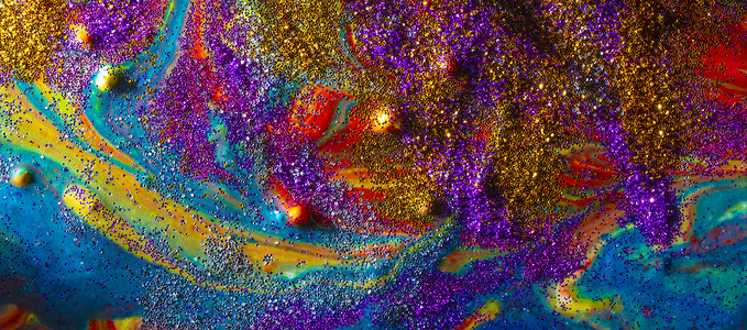 五颜六色的丙烯酸背景 卷发上洒着紫色和金色的火花 当代创意 色彩丰富 质感丰富的前卫画作 由许多形状和材料组成的背景电脑曲线色泽背景图片