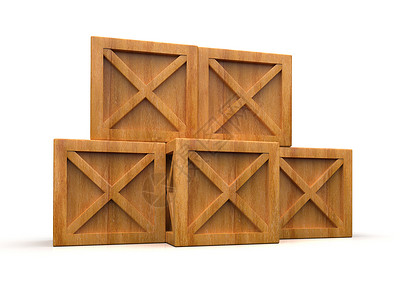 图宽立体堆叠密封货物木箱包装纸箱仓库贮存送货商业木材邮资出口3d货运木头背景