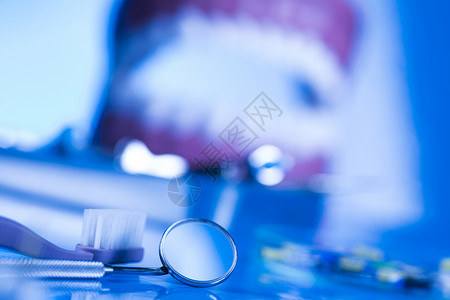 保健 病理学设备 牙科概念药品牙医白色技术医生健康蓝色治疗诊所镜子背景图片