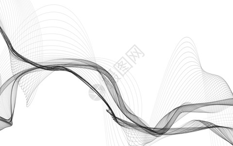 混合曲线白色背景上带有单色波浪线的抽象背景艺术技术创造力波浪状墙纸数据黑色插图曲线小册子背景
