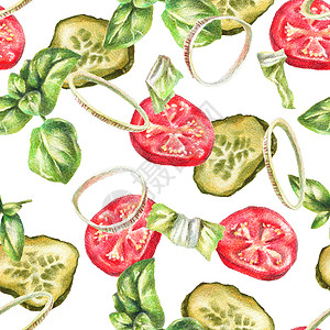 西红柿片手绘罗勒设计高清图片