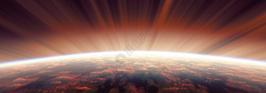 地球边缘从太空极光3d渲染的日出勘探科学宇宙小说商业气氛耀斑渲染地理天文学背景