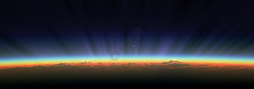 地球边缘从太空极光3d渲染的日出星系渲染宇宙科学3d射线太阳行星地理地平线背景