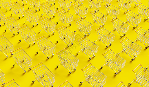 黄色购物车购物车型模式背景