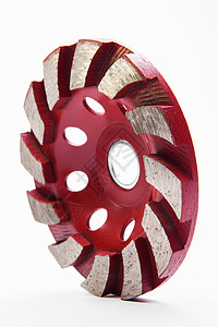 红色圆点圆形白色背景上的红色砂轮切割光盘工作圆形磁盘金属磨料工业磨床轮子背景