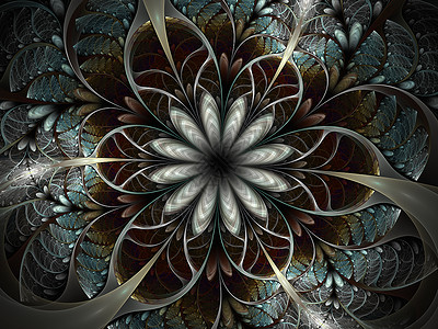 螺旋图幻想分形花艺设计 数字艺术冥想陶瓷装饰品螺旋海报魔法窗饰风格金子织物背景