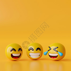 社会剪贴画黄色 background3d 它制作图案上的快乐表情符号图标背景