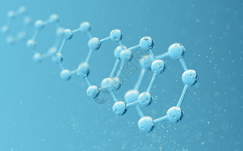 六边形分子具有蓝色 background3d 渲染的化学分子生物学基因组微生物学化学品技术物理药店医疗药品六边形背景