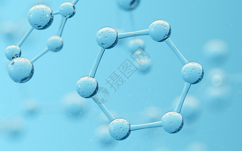 六边形分子具有蓝色 background3d 渲染的化学分子药店医疗科学生物微生物学药品公式六边形技术生物学背景