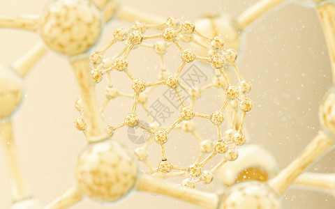 金色微章素材具有金色 background3d 渲染的细胞结构原子皮肤治疗宏观化学生物药品护理诊所闪光背景