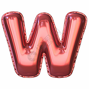 全民狂欢字体红色金属气球字体字母 W 3背景