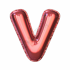 气球字母红色金属气球字体字母 V 3背景