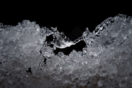 水晶格子超级特写缓慢融化的雪的抽象图像 宏观细节背景