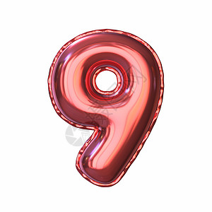 玉树地震九周年红色金属气球字体编号 9 NINE 3背景