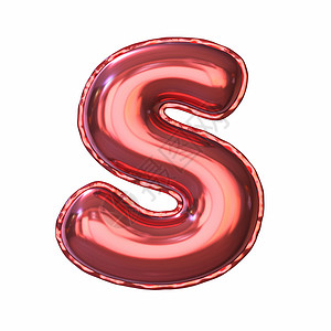 气球字母素材红色金属气球字体 Letter S 3背景