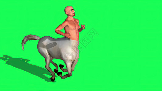 3d 插图绿色碎石上的男性半人马半马半人屏幕艺术男人神话动画白色肌肉尾巴人马座运动背景图片