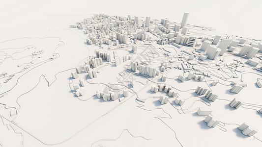 建筑模型图3d 市中心白色商业 downtow金融建筑建筑学房子渲染3d电脑技术景观城市背景