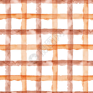 橙色格子检查带条纹的橙色棕色抽象图案 格子几何背景 织物和墙纸的手工纹理背景