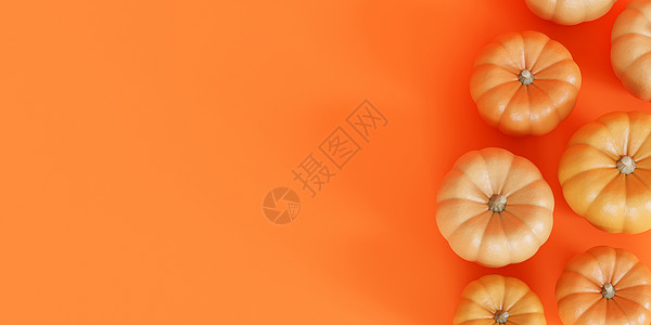 具有复制空间橙色背景的南瓜 适合秋季假期或 sales3d rende背景图片
