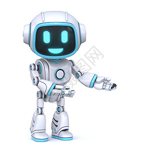 可爱的蓝色机器人欢迎手势 3高清图片