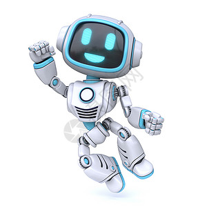 可爱的蓝色机器人开心跳3背景图片
