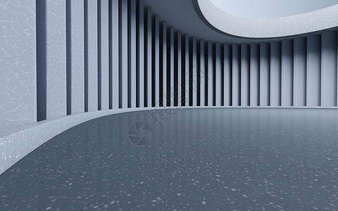 空间3d 渲染的空圆房间感技术房间陈列室白色三角形大厅地面建筑学曲线圆形背景图片