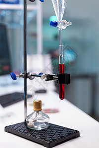 科学实验室设备和有血液的试管试验设备内阁药品生物学化学品实验化学诊所生物管道研究背景