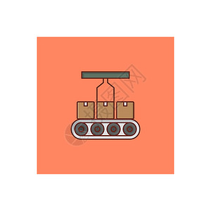 货物图标传真传送器工厂插图腰带包装机器工业物流仓库商业制造业背景