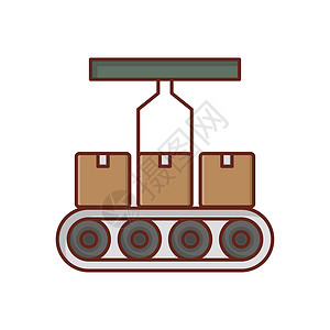 货物图标传真传送器加工商业船运货物后勤仓库制造业腰带技术插图背景