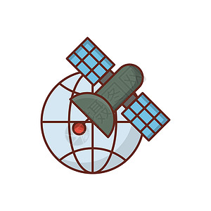 飞船图标卫星互联网全球科学黑色世界插图艺术网络空白按钮背景