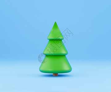 圣诞树的 3d 呈现器 新年庆典背景 最小设计的绿色圣诞树 新年和圣诞节横幅的现实例证插图问候语装饰品礼物假期松树卡片盒子季节背景图片