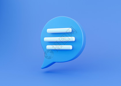 短信图标素材3d 蓝色语音气泡聊天图标隔离在蓝色背景上 带有文本复制空间的消息创意概念 通信或评论聊天符号 极简主义概念 3d 插图渲染背景