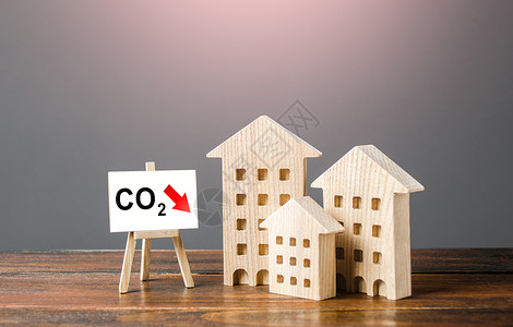 房子质量减少二氧化碳的温室和画架 环保 改善公用事业和能源效率 对环境的影响 减少温室气体排放 低碳足迹背景