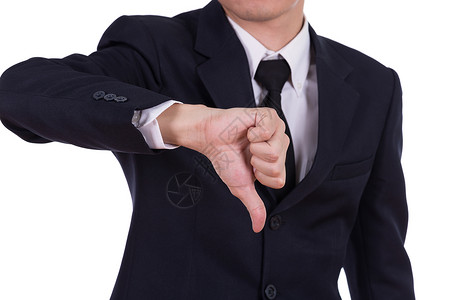 向下的大拇指商务人士用拇指向下男性员工失败男人人士管理人员套装办公室商业失败者背景