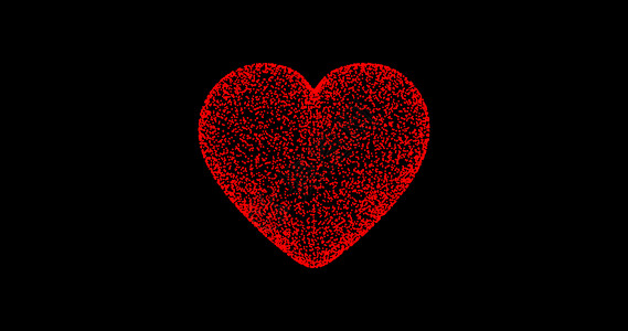 黑色背景上的红心抽象粒子动画背景 4k 情人节爱情 散焦模糊背景图片