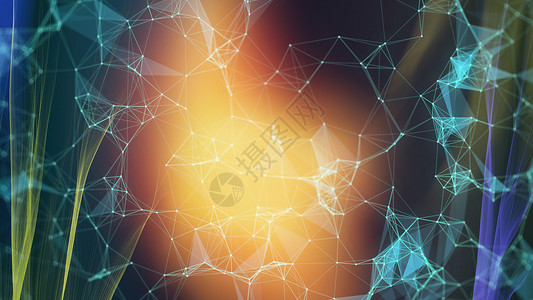 具有深蓝色背景的线形和多边形图案形状的分子计算技术商业互联网社会三角形圆圈电子创新网络原子公司背景图片