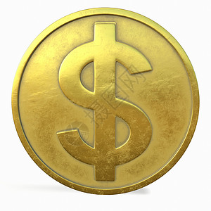 带有金币素材白色背景 3d 渲染上带有美元符号的金币利润商业现金储蓄货币金属金融库存财富硬币背景