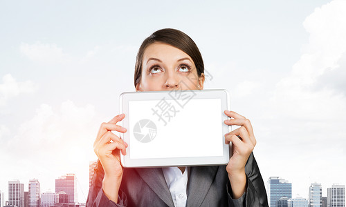 空白的景观拥有平板电脑布局的商业妇女工具药片软垫触摸屏机动性城市展示建筑互联网女士背景