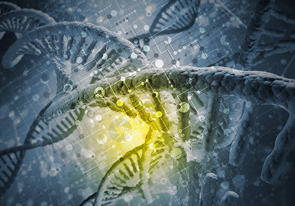 遗传因子DNA分子背景蓝色化学代码研究插图生物细胞遗传电脑渲染背景