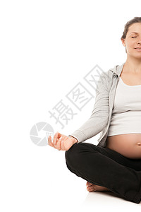 手做的素材孕妇放松做白对白的瑜伽沉思运动怀孕成人腹部福利身体产妇妈妈母性背景