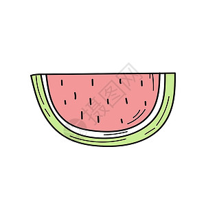 西瓜免抠图西瓜涂鸦图标 简单的手绘西瓜图标上惠特插图石头食物卡通片绘画水果热带艺术铅笔背景