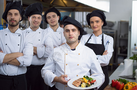 集体厨师的纵向职员餐饮冒充餐厅工作同事实习生帽子厨卫职业背景图片