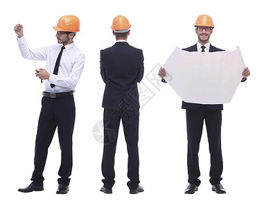 一名戴橙色头盔的合格建筑师职业安全成功眼镜绘画项目检查员服务商业人士图片