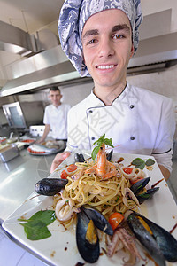 主厨厨工作成人饮食食物餐厅职业海鲜美食酒店叶子高清图片