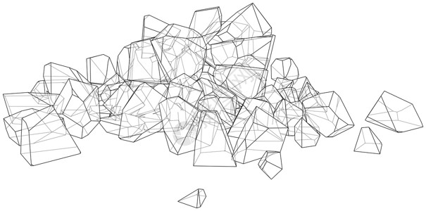 一连串石头 3D插图矿物收藏瓦砾碎石巨石团体材料素描碎片花岗岩图片