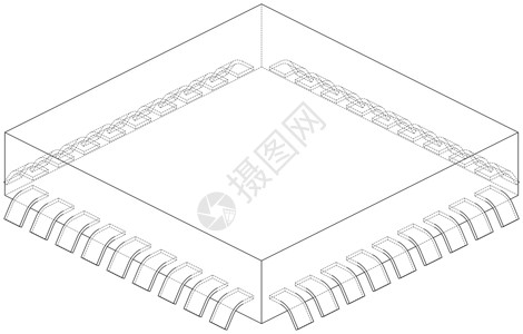 3D 微晶片 3d 插图工程电脑技术微电路硬件芯片草图电子芯片组半导体图片