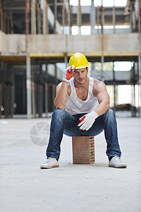 建筑工地的硬体工人头盔公司建设者工程师员工工程黄色建筑学劳动者修理工图片
