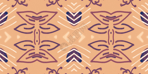 波卡特佩鲜花民俗设计 无缝的民族装饰品 手画博希米亚印刷品陶器打印风格插图刺绣墙纸水彩花纹头巾纺织品背景